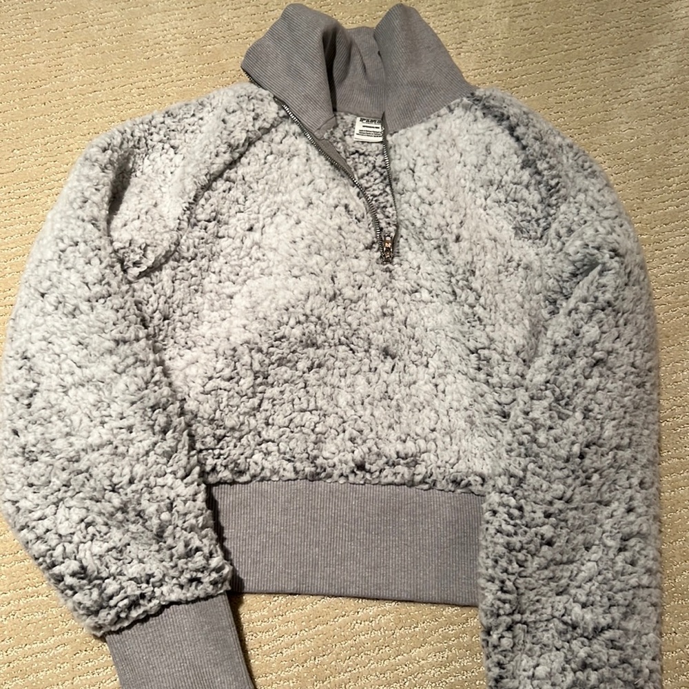 Grey quarter zip Sherpa from PINK size S